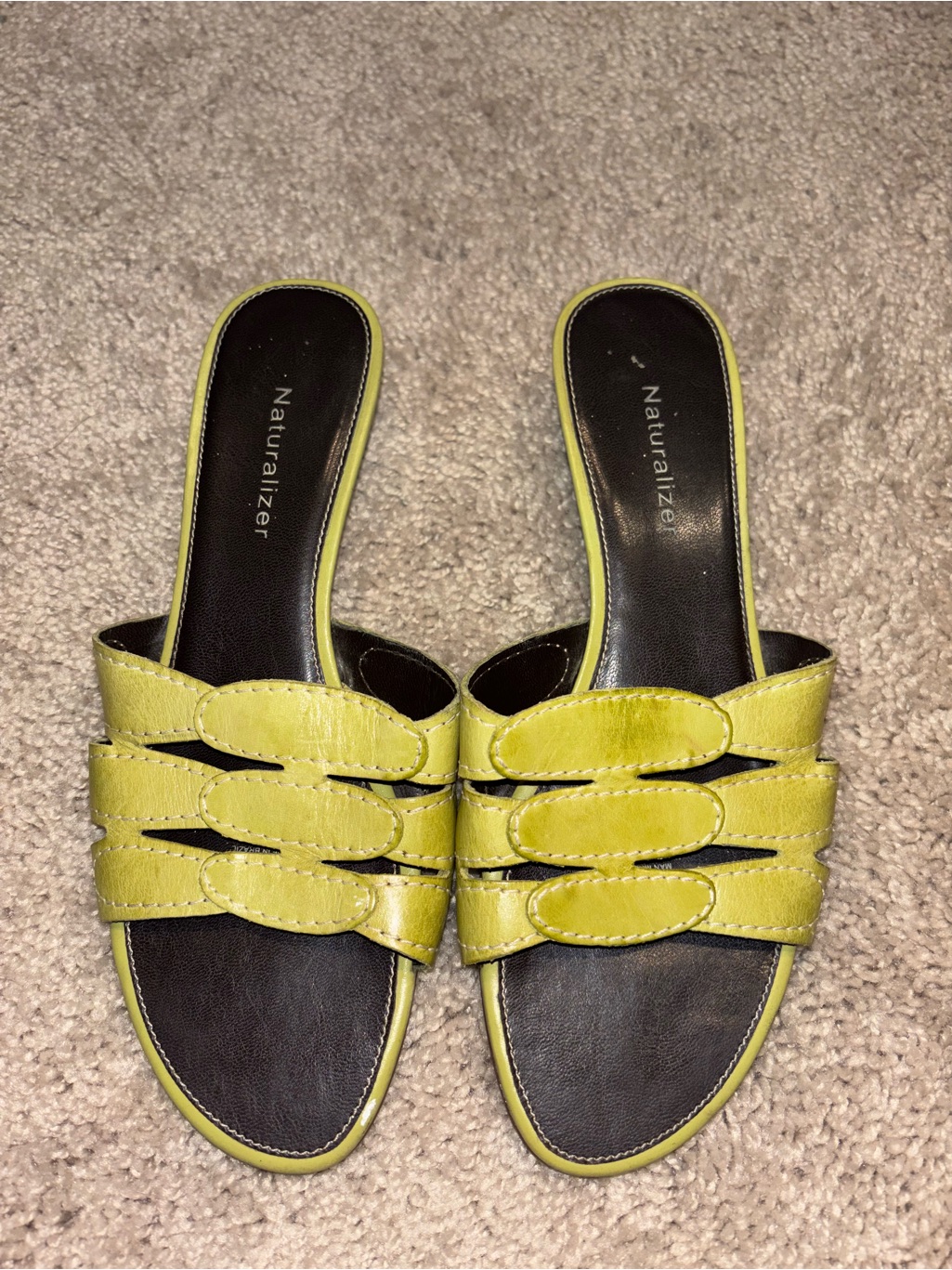 Naturalizer Lime Green TripleStrap Slide Mules